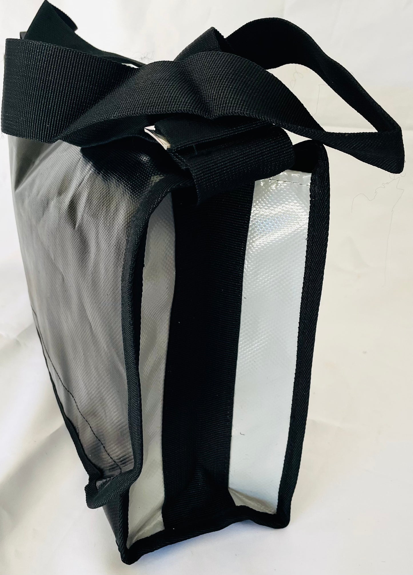 CribBags Small Black and Grey Crib bag. Tough Vinyl Construct, Document pocket inside