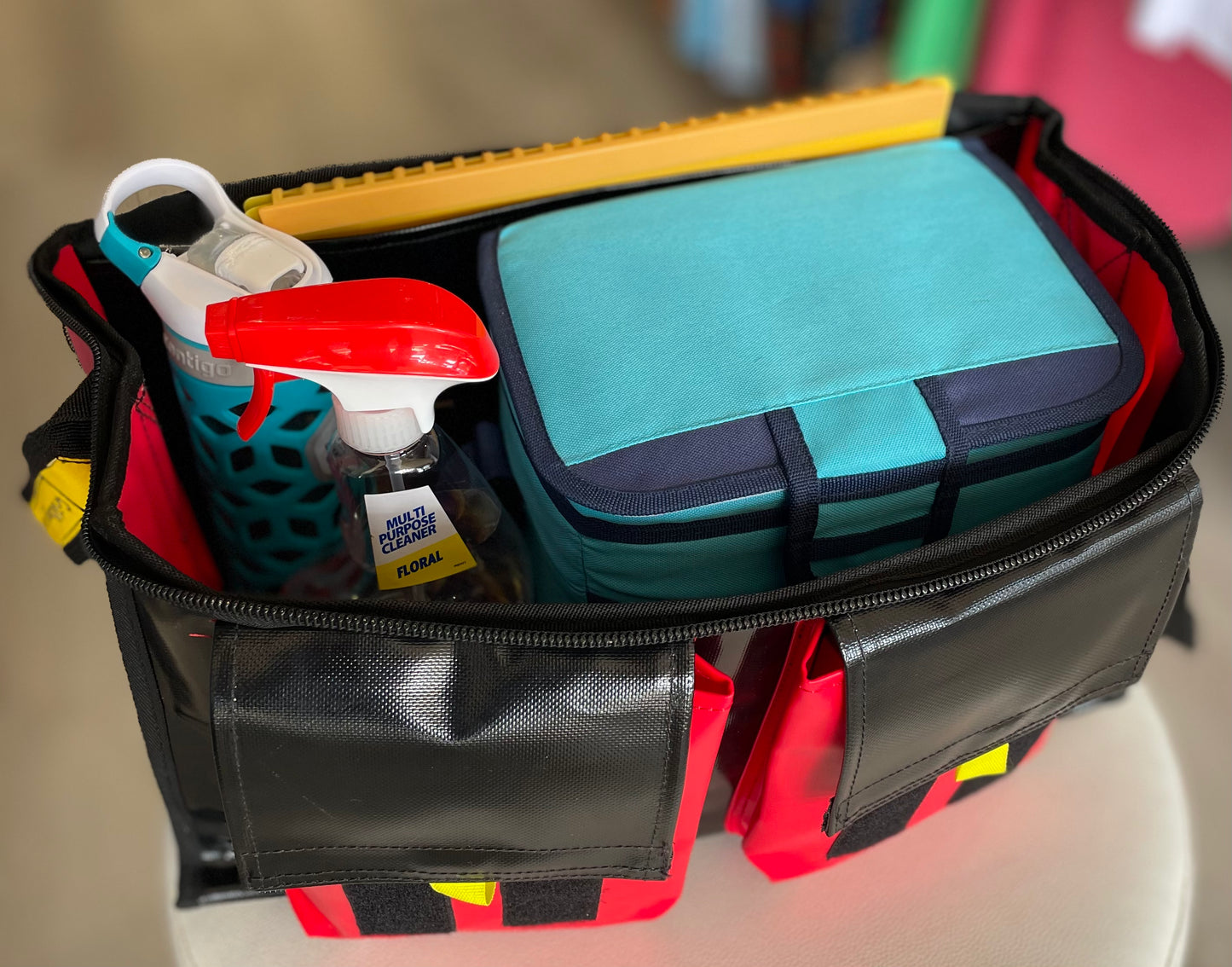 CribBags NEW ZIP Medium Black and Pink Crib bag. Tough Vinyl Construct 2 pockets outside, Document pockets inside