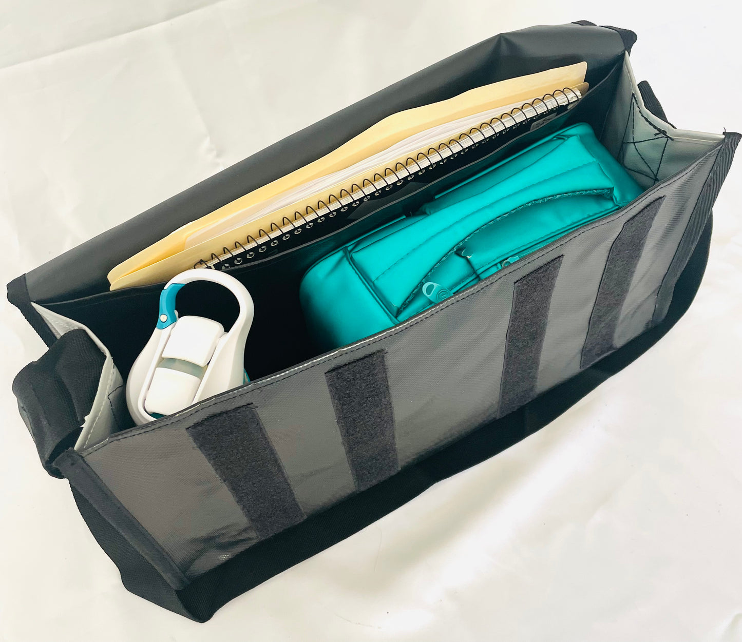 CribBags Small Black and Grey Crib bag. Tough Vinyl Construct, Document pocket inside