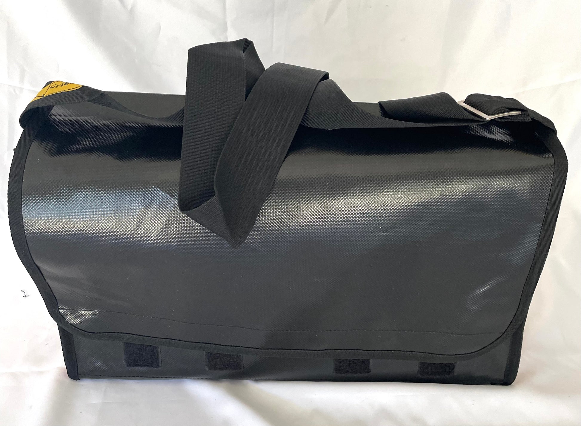 CribBags Small Black and Orange Crib bag. Tough Vinyl Construct, Document pocket inside